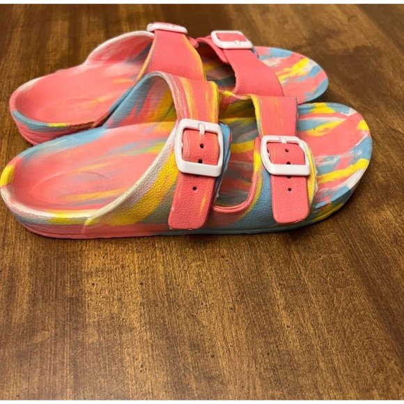 Academy Girls' Tie-Dye Print Pink Slip-On Slides/Sandals - Picture 4 of 9